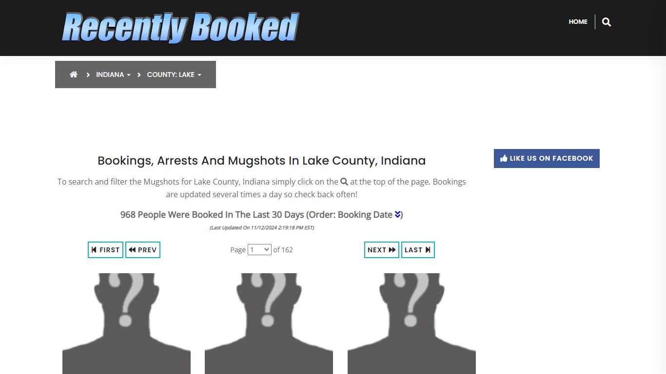 Bookings, Arrests and Mugshots in Lake County, Indiana - Recently Booked