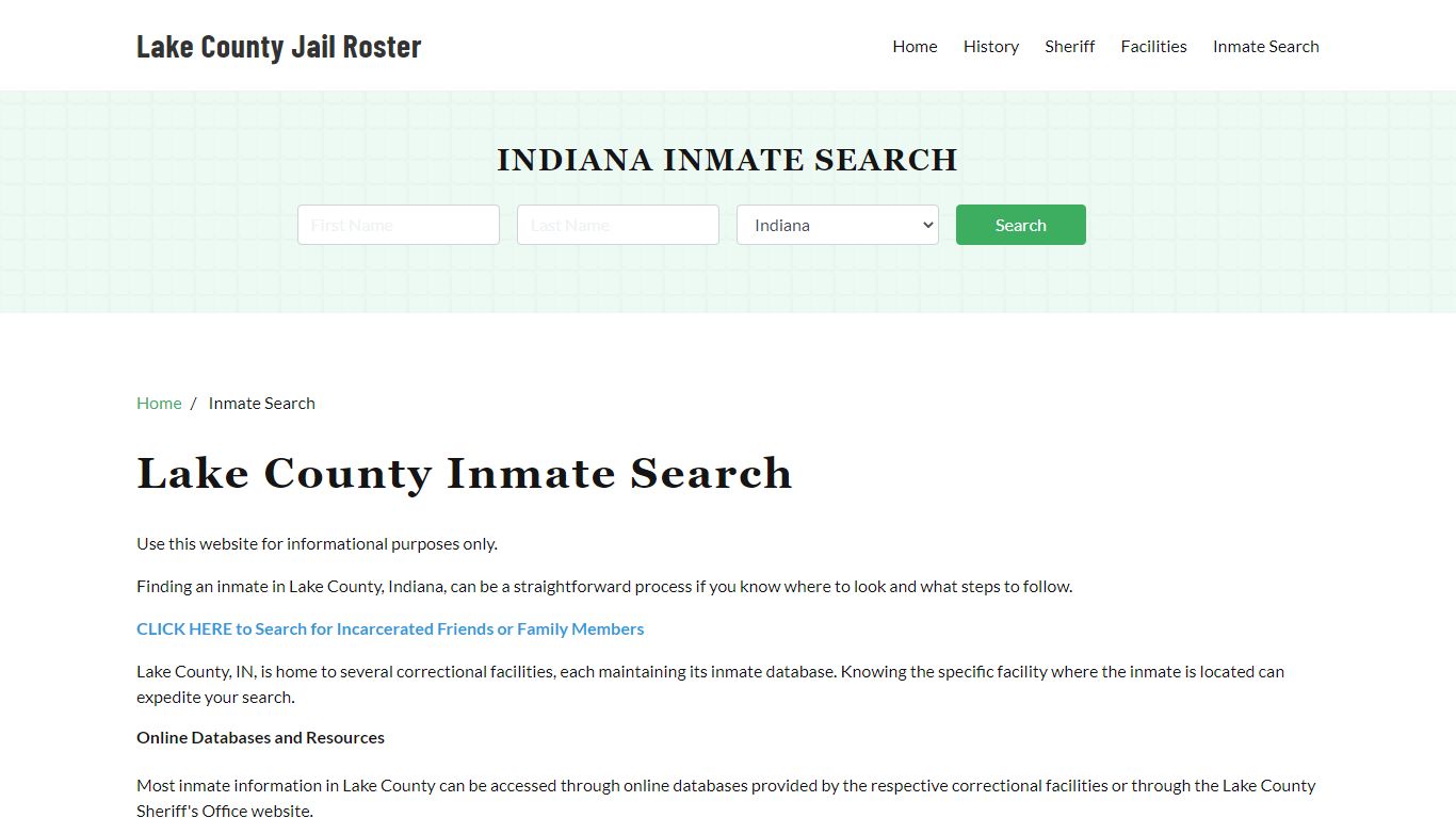 Lake County, IN Detainee Lookup